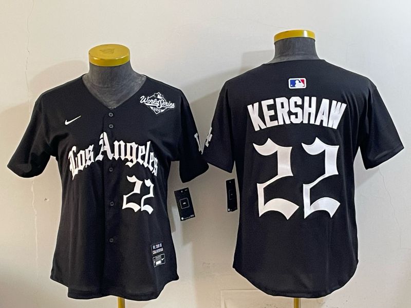 Women Los Angeles Dodgers #22 Kershaw Black 5th Jointly Name 2026 Nike MLB Jersey style 03->women mlb jersey->Women Jersey